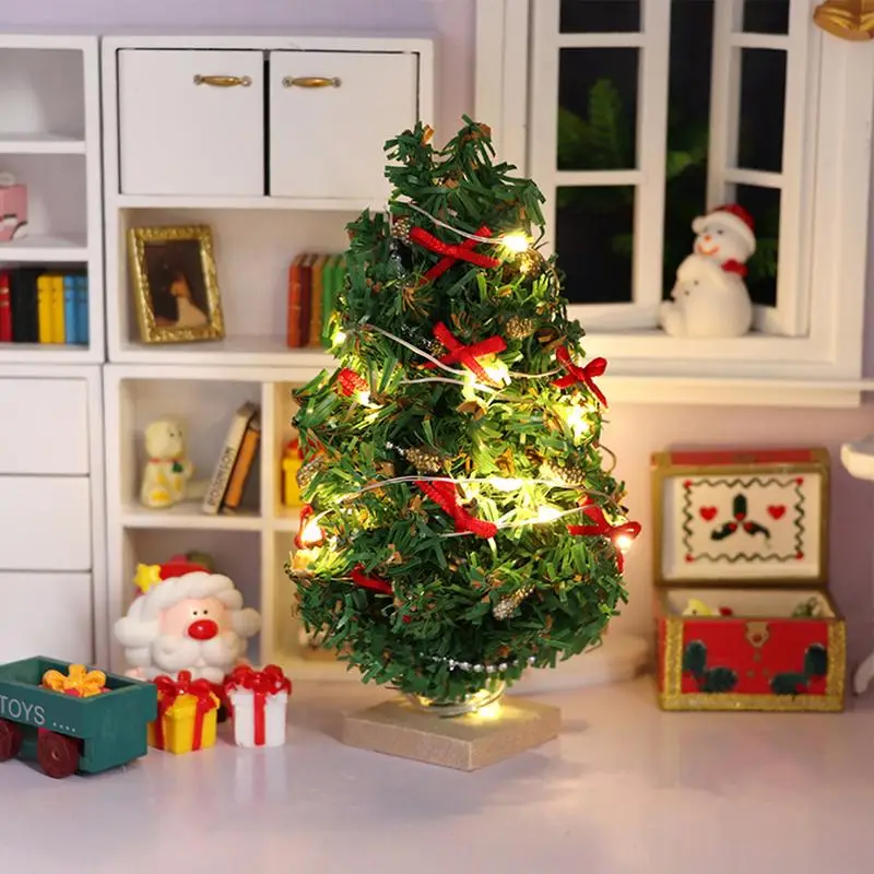 

1pc Lighted Mini Artificial Christmas Trees Decorations Festival Tabletop Miniature Xmas Tree Decor for Party Favors Cute Holid