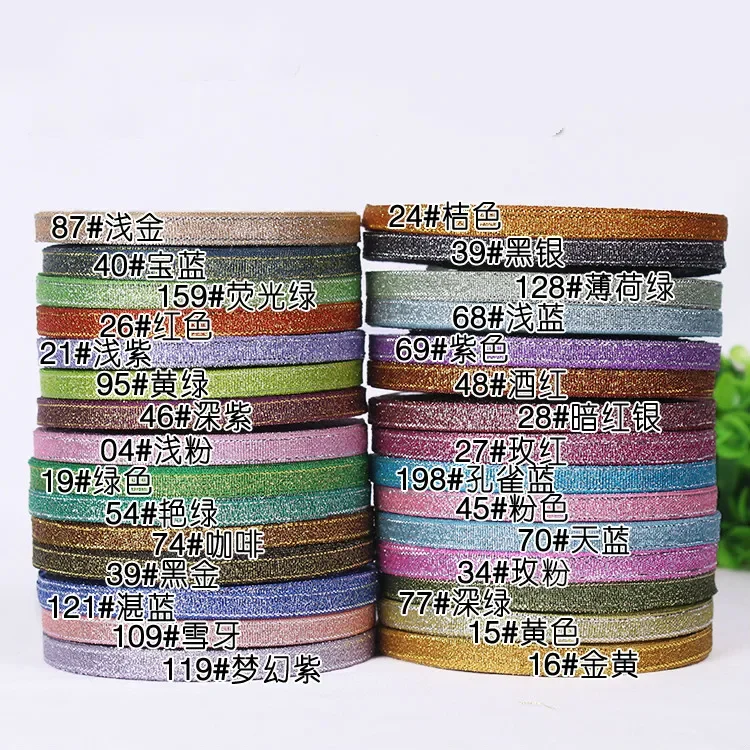 Metallic Glitter Ribbon for Gift Wrapping and DIY Crafts – Gold & Silver, 6mm, 25 Yards