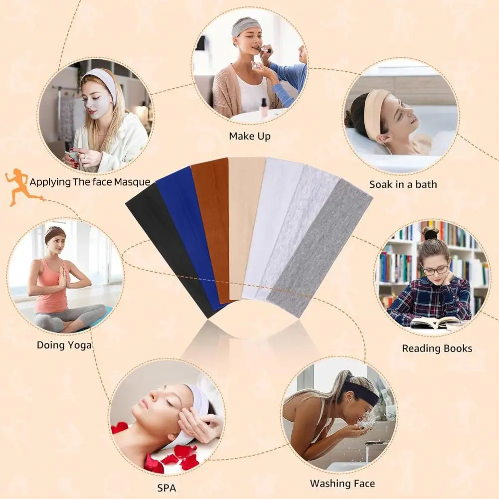 Solid Color Headband Breathable Wide Hair Band for Women Men Elastic Sports Headband for Yoga Fitness Solid Color Active