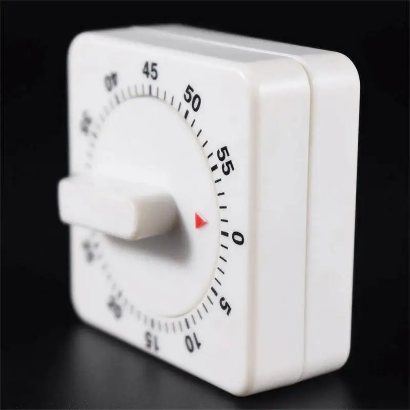 

60 Minutes Kitchen Timer Count Down Silent Alarm Reminder White Square Mechanical Timer For Kitchen Classroom Homework Office