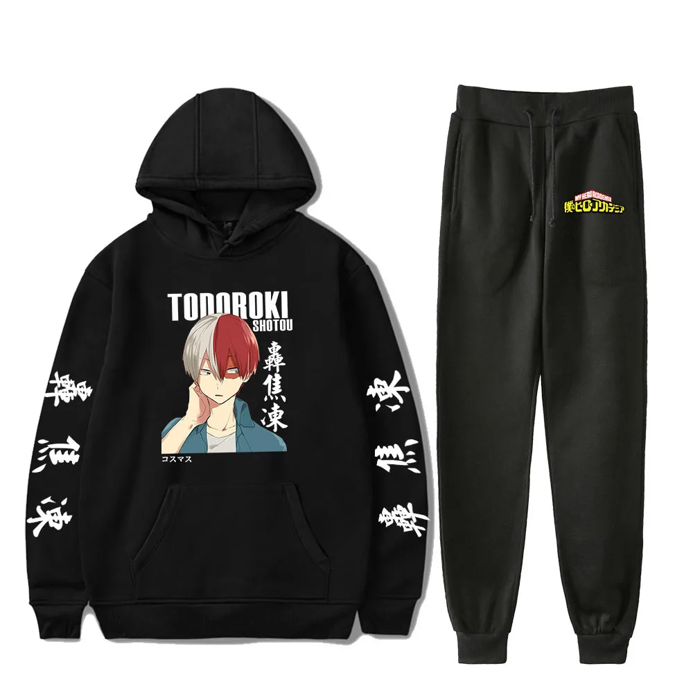 

Anime My Hero Academia Hoodie Two Piece Set Hoodie+Jogger Pant Harajuku Streetwear Shoto Todoroki Clothes Women Men's Set