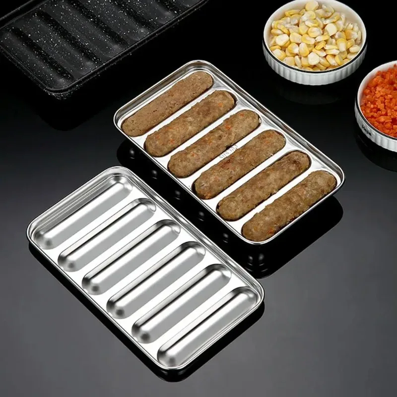 Ham sausage mold microwave oven 6-cavity DIY ham mould stainless steel sausage mold food supplement hotdog maker meat tool