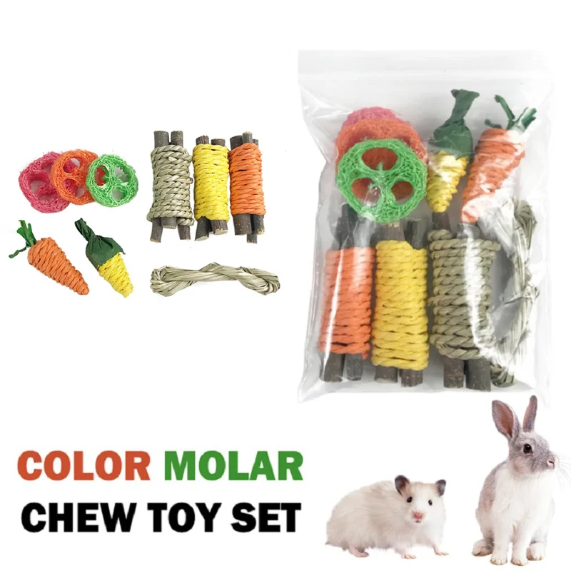 

1 Set Pet Rabbit Guinea Pig Dragon Cat Fun Toy Hamster Rabbit Rabbit Tooth Grinding Set Pet Tooth Grinding Snacks