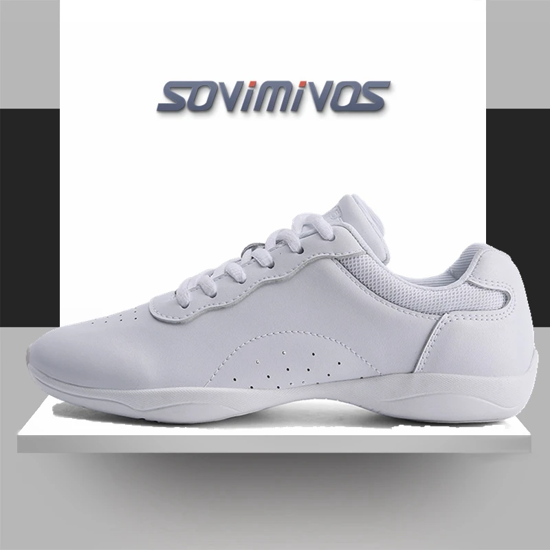 Women Dance Shoes Lightweight Flat Athletic Shoes Competitive Aerobic Gymnastics Fitness Sports White Dance Sneakers