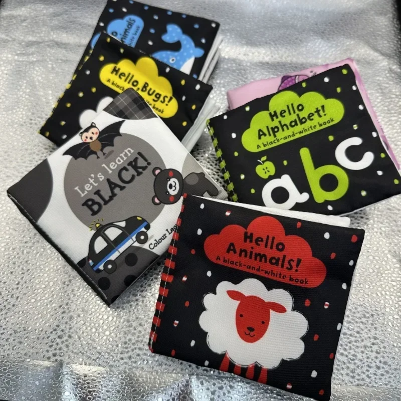 Baby Books Toy Newborn Letter Animal Cloth Book Baby Bath Book Crinkle Washable Non-Toxic Early Education Palm Book for Toddlers 4