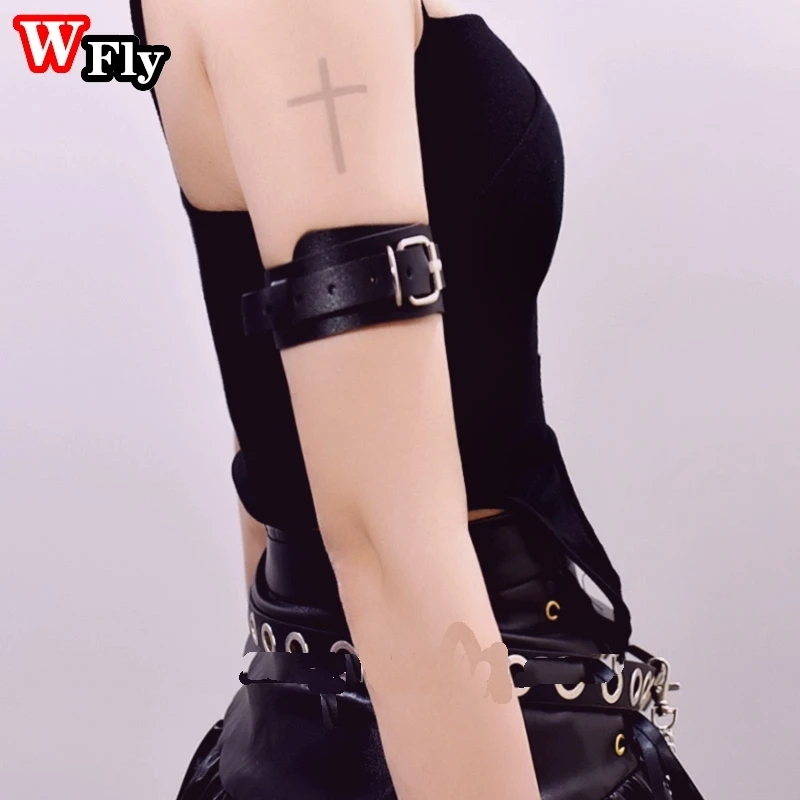 여성 펑크 로리타 완장 팔찌 장식 복고풍 액세서리 장식 스파이스 소녀 JK 고딕 코스프레 멋진 소년 - AliExpress