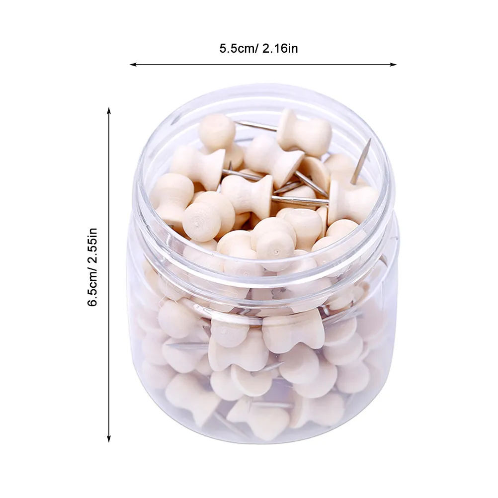 100개 나무 푸시핀 써머핀 코르크보드 게시판 사무실 학교 장 지도 표시 사진 포스터 걸이용 DIY