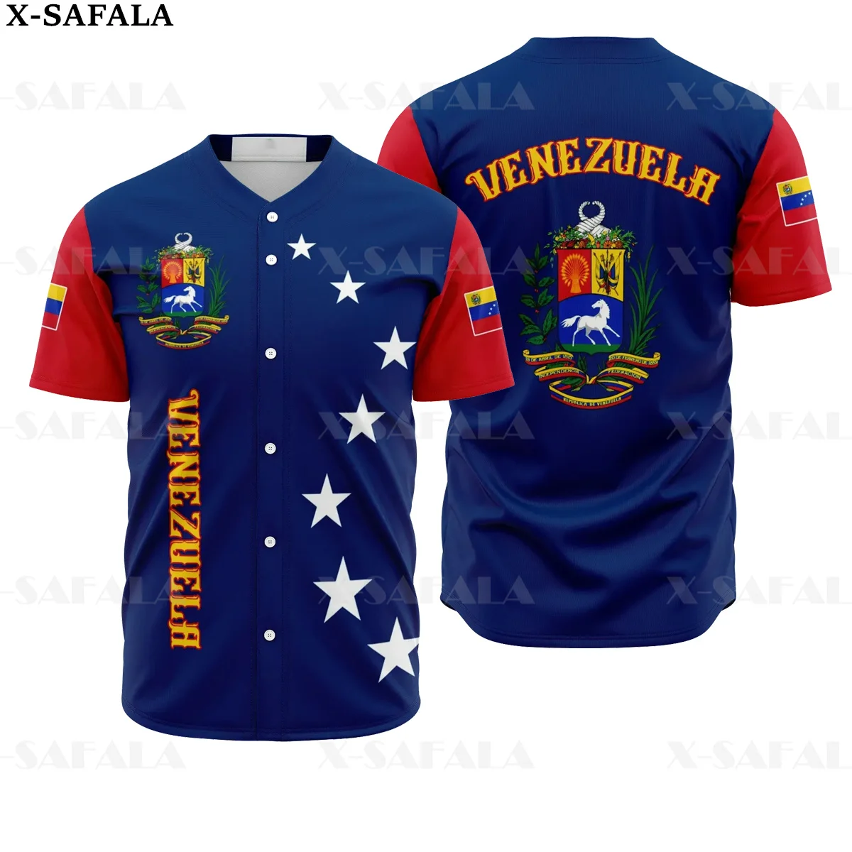 Stronger Venezuela COAT OF ARMS Love Country Flag 3D Printed Baseball  Jersey Shirt Men's Tops Tee Oversized Streetwear-6