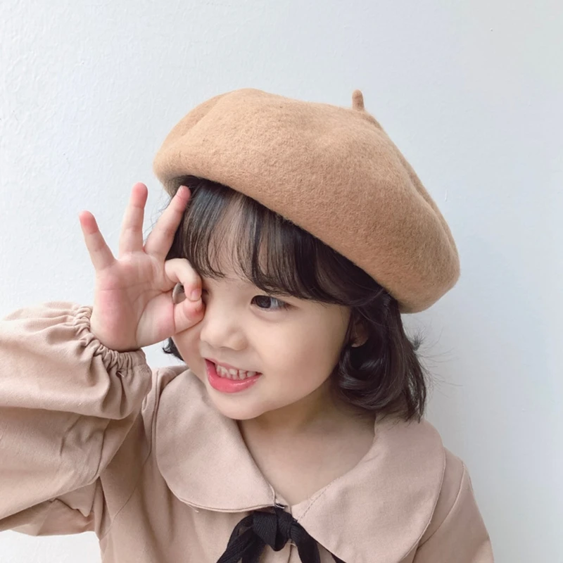 

Solid Color Baby Knitted Beret Hat Fashion Children's Warm Hats Autumn Winter Painter Cap For Girls Kids Bonnet Accessories New