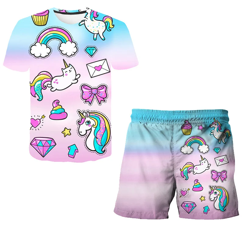 

Summer Boys Unicorn Clothing Sets Children Boys Clothes Kids Fashion T-shirts + Cute Shorts 2pcs Suits Girls Unicorn Tracksuits
