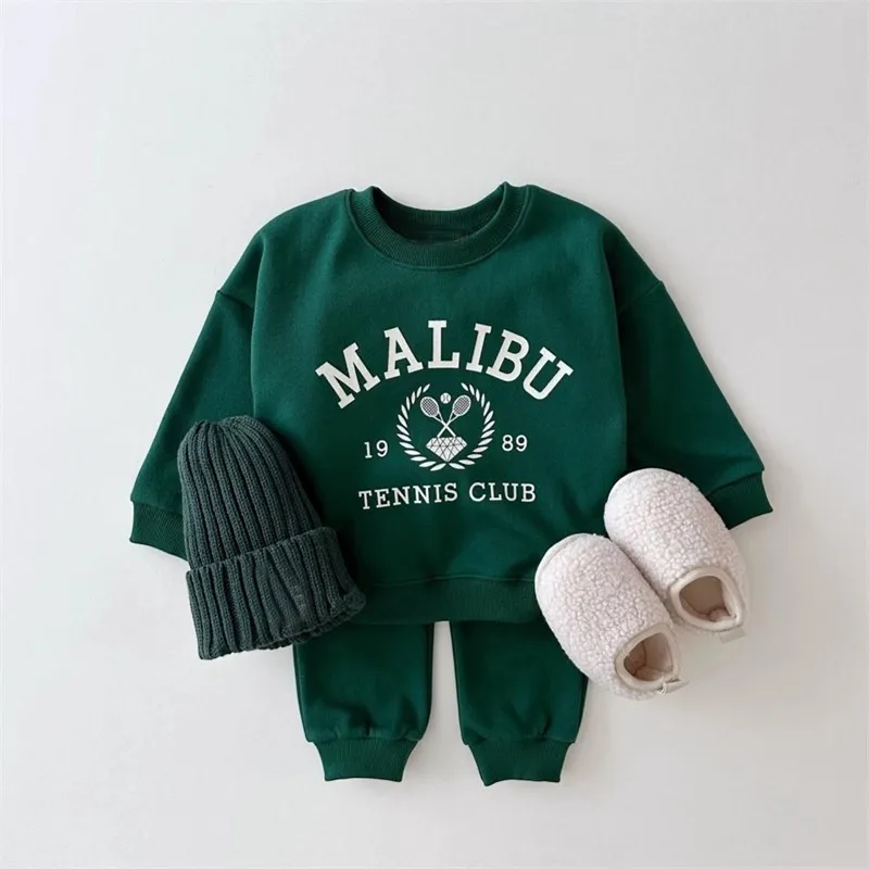 Autumn Winter Outfits Baby Letter Print Tracksuit Boy Girl Children Casual Tops + Pencil Pants 2pcs Infant Cotton Sweatshirt Set kids clothing set