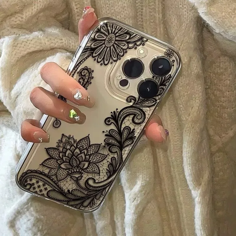 Elegant Vintage White Lace Floral Phone Case