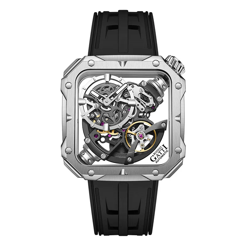 

BONEST GATTI Automatic Men's Watch 316l Stainless Steel Case Hollow Out Mechanical Watches For Men Sports Wristwarch Waterproof
