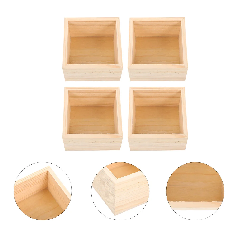 

4 Pcs Handicraft Wooden Box Crafts Boxes for Crates Storage Centerpieces Display Decor