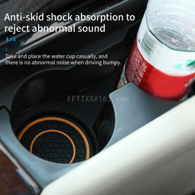 Car Water Cup Holder Pad Honeycomb Texture Embeded Non Slip Mat Universal Automotive Bottle Holder Insert Mat 2.75in