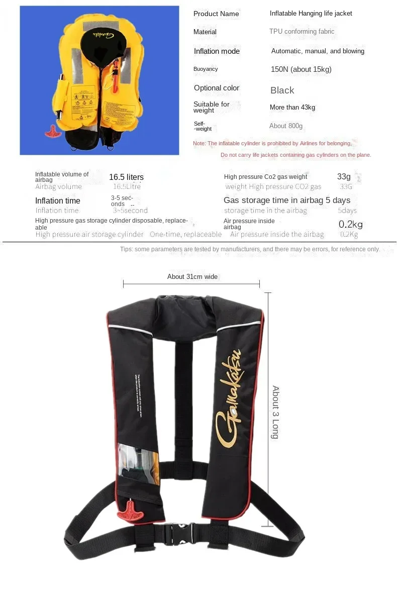 Description Picture 3 of itemNew Brand Men Inflatable Life Jacket Fishing Vest Buoyancy Suit Automatic Inflatable Waist Belt Without Gas Cylinder