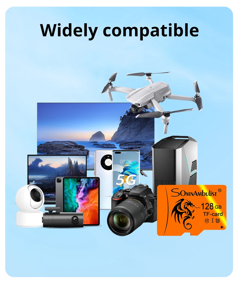 SomnAmbulist Hochgeschwindigkeitskarte 128 GB A1 für mobile TV-Speicherkarte 64 GB U3 TF-Karte 16 GB Mini-SD-Karte 32 GB U1-Speicherkarte 8 GB C10 – Detail 4