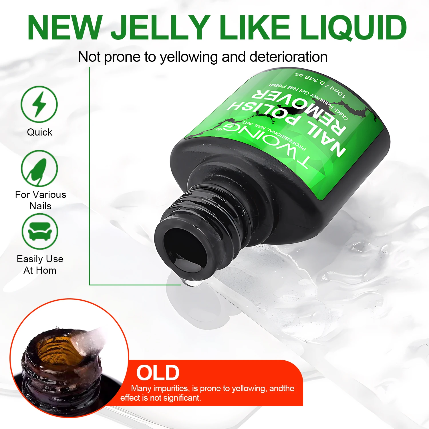 10ml Gel Nail Polish Remover, Quickly Easily Removes Uv Gel Polishes Within 2-5 Minutes, Magic Soak-Off Quick Nail Glue Remover 2