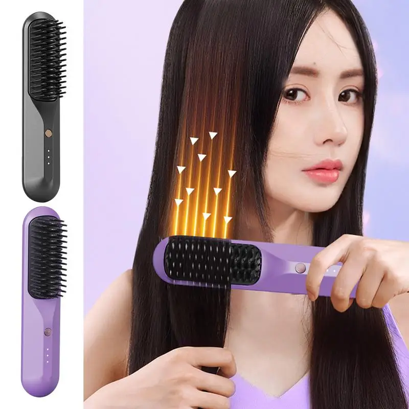 Hot Comb Straightener 3D Comb Tooth 3 Temps Comb With Anti-Scald USB Rechargeable Hair Straightening Brush Flat Iron For unisex φ23 0 9055 0 8 1 5mm aluminium copper wire straightener with rollers for wire suitable for steel wire for wire straightening