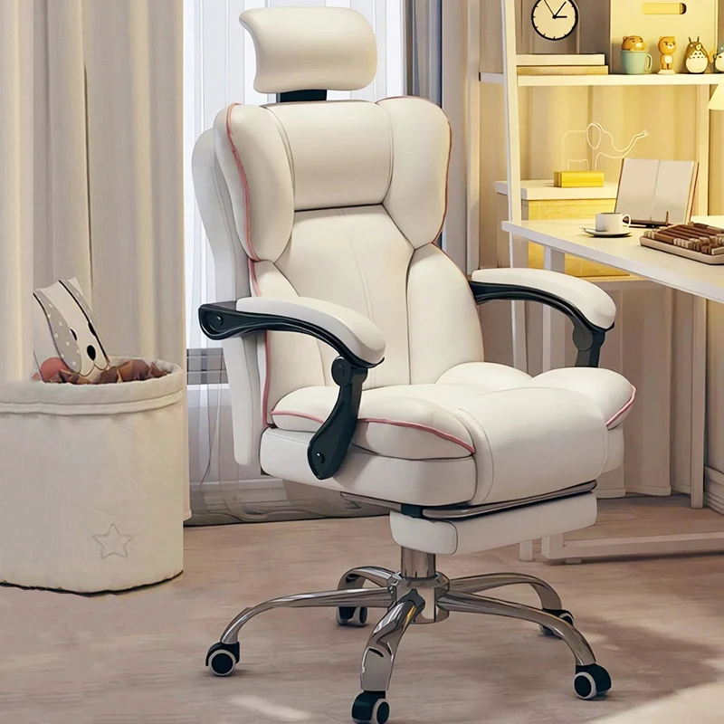 Office Chair Ergonomic High Back Computer Chair with Footrest and Lumbar Support Reclining Desk Chair White Gaming Chair Comfor