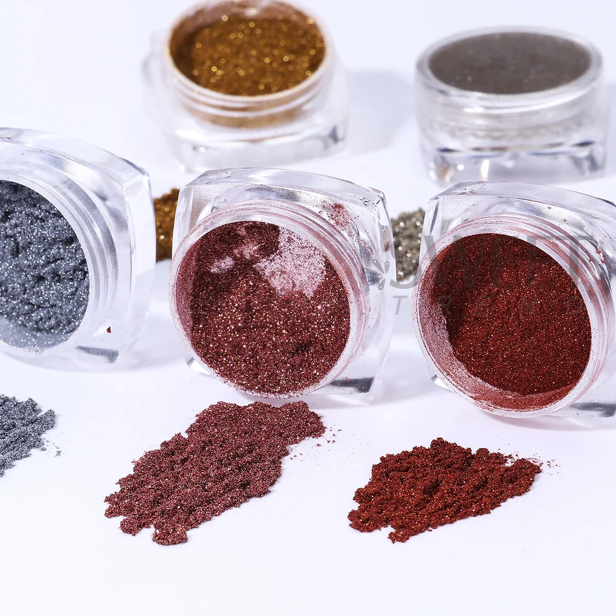 6 Color Retro Magic Mirror Nail Powder Pigment Y2K Black Golden Champagne Chrome Rubbing Dust Halloween DIY Flash Manicure Decor