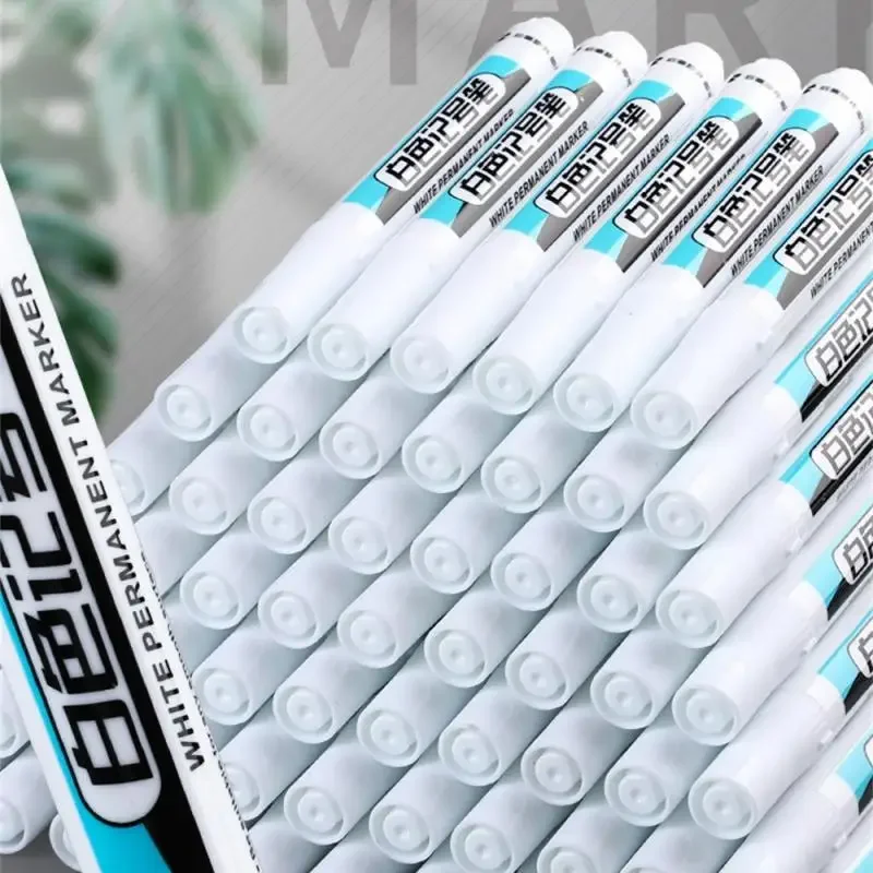 6pc White Acrylic Marker Paint Pen，0.7mm 1.0mm 2.5mm Nib， Maker Pen for Wool Canva Tire Glass Rock Metal, Art Supplies 2