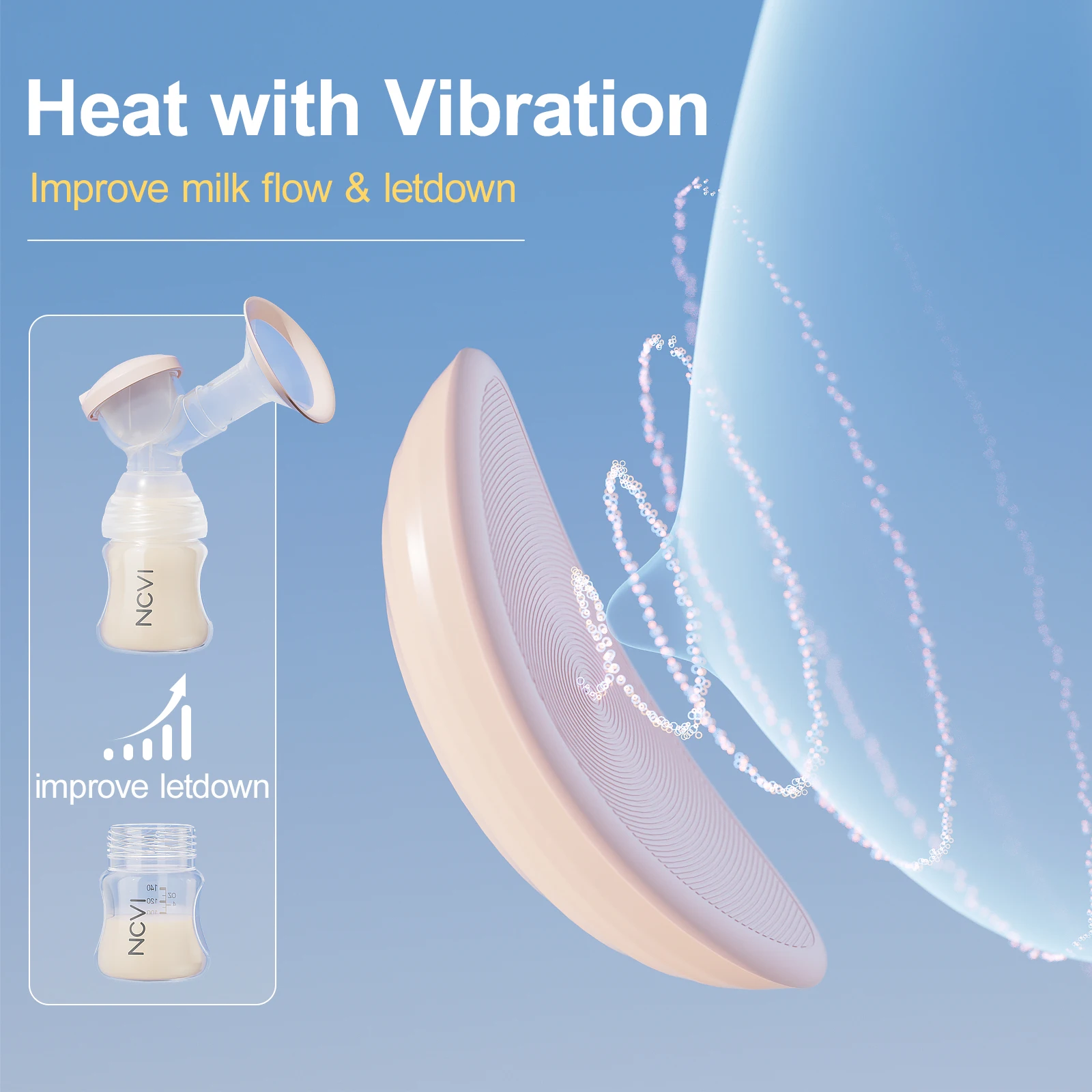 NCVI Warming Lactation Massager 2 Vibration & Heating modes Breastfeeding Support for Clogged Ducts Mastitis Improve Milk Flow lactation massager