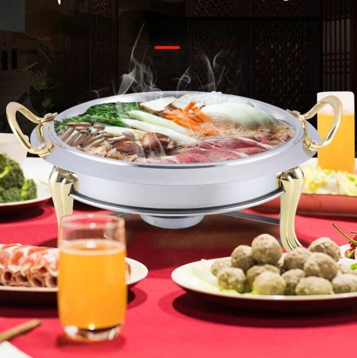 3L Oval Pot Food Warmer Buffet Golden Silver Cooking pots Stainless Steel  Glass Pots For Cooking Hot Pots for kitchen - AliExpress