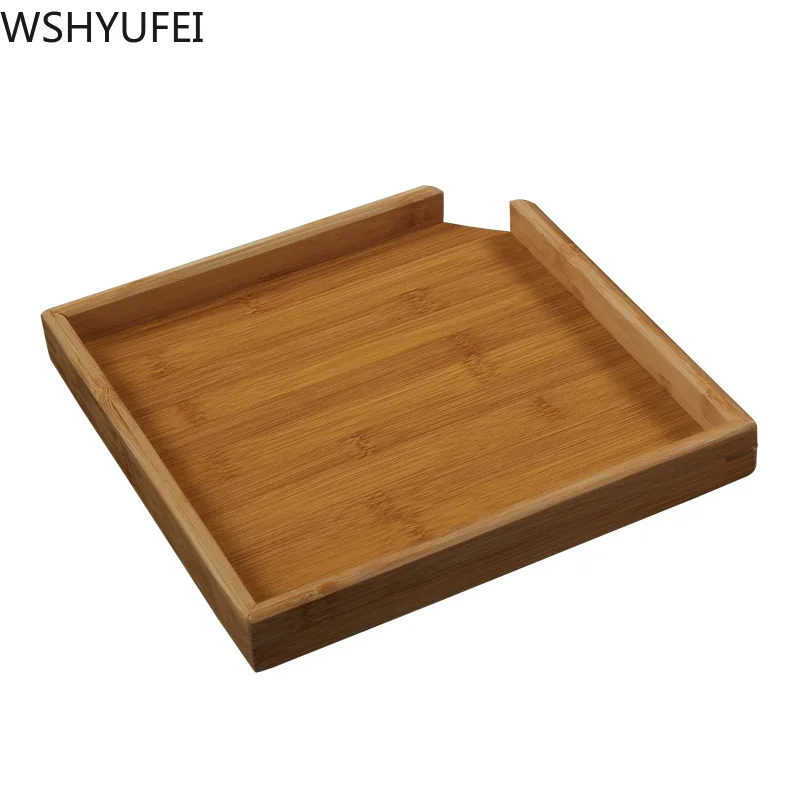 Chinese Bamboo Square Food Tray Solid Wood Tea Set Tray Home Breakfast Cake Flower Pot Bonsai Gardening Holder Tea Tray