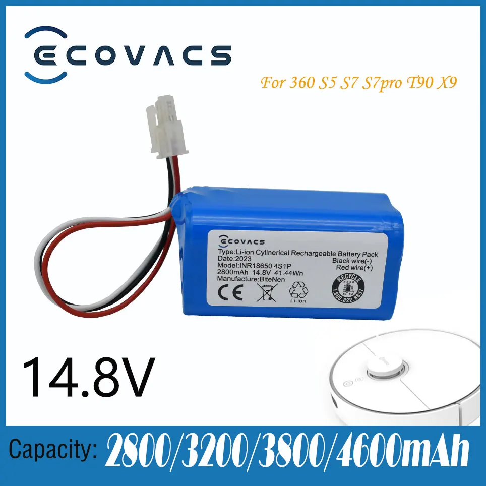 

Ecovacs14.8V 2800/3200/3800/4600mAh Voor Qi hoo 360 S5 S7 S7pro T90X9 3500Mah 14.8V Robotstofzuiger Vervangende Batterijen