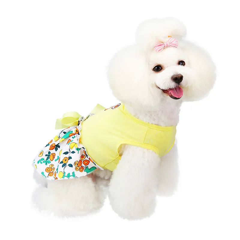 New pet skirt, digital print bow cat skirt, hot vase dog cat and dog sundress, suitable for summer wear, not stuffy, simp