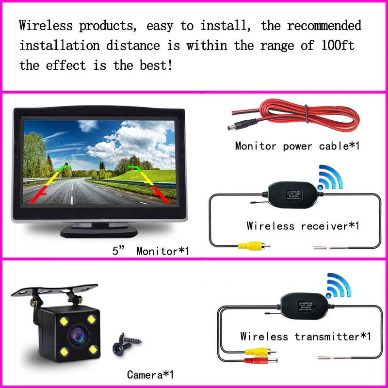 rear camera for car Reverse Parking Backup Cam Monitor 2.4G Wireless RCA Video Transmitter Receiver Adapter Kit for Car DVD Monitor Rear View Camera car camera recorder Vehicle Cameras