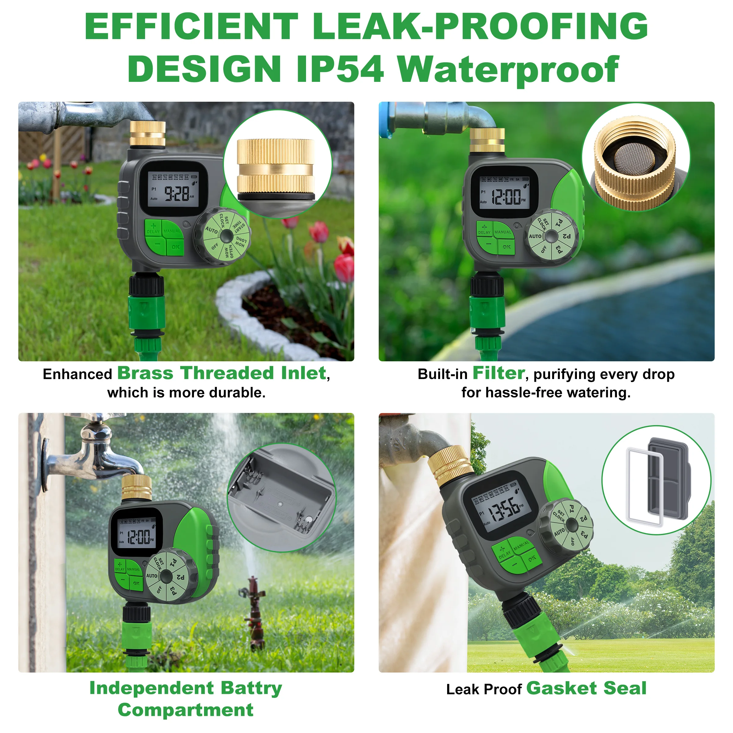 GIRIER Water Timer Programmable Sprinkler Timer with Brass Inlet LCD Screen Automatic Irrigation Controller for Garden/Yard/Lawn 6 GIRIER Water Timer Programmable Sprinkler Timer with Brass Inlet LCD Screen Automatic Irrigation Controller for Garden/Yard/Lawn 6