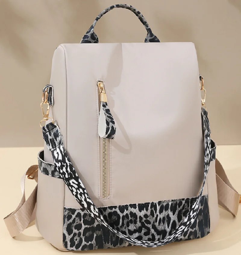 New Fashion Leopard Designer Large Capacity Travel Backpacks Women's Waterproof Nylon Shoulder Bags Totes School Bag Knapsack 4