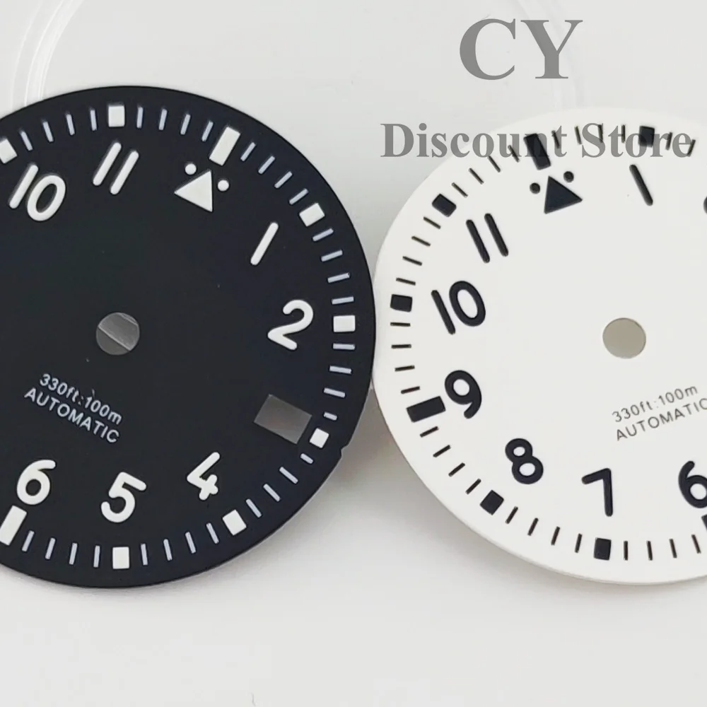 NH35 Watch Dial watch face accessories watch dial accessories 29mm Green Black Blue White Watch Dial Luminous fit NH35 Movement fit 3 o'clock crown 3.8 o'clock crown