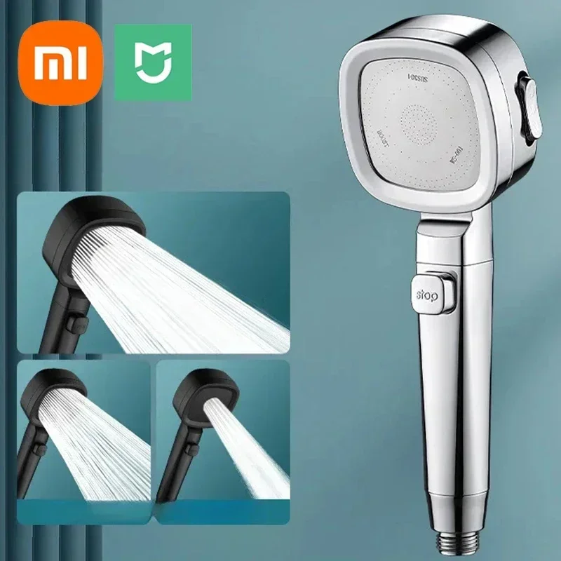 ראש מקלחת בלחץ גבוה של Xiaomi עם 3 מצבים, סט ראשי מקלחת מתכווננים לחדר האמבטיה החכם 2026, אביזרי מקלחת חדשים של Mijia