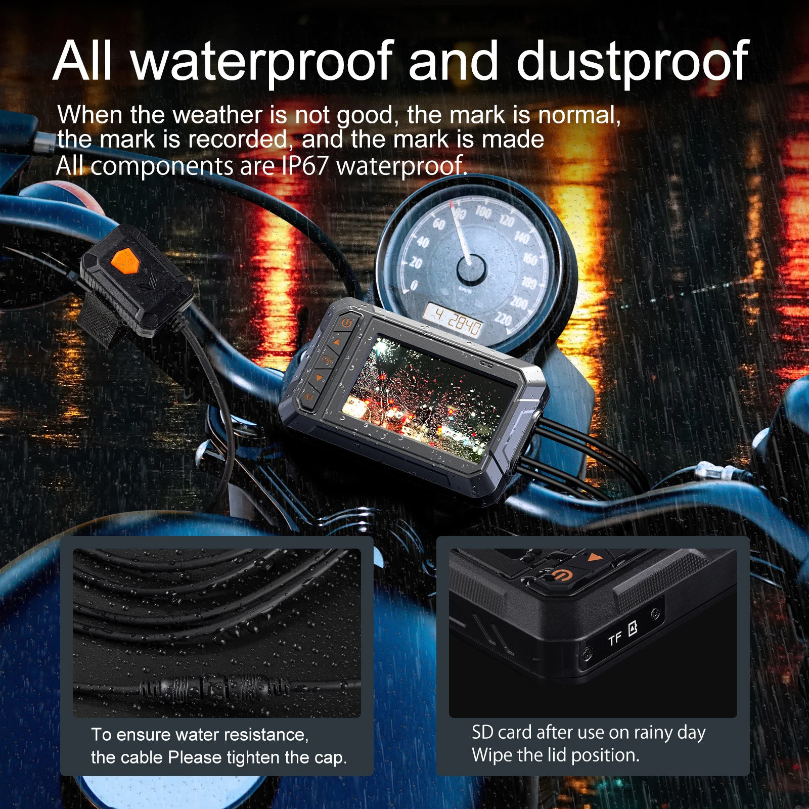 Blueskysea DV777 Dual 1080P Volle HD Motorrad Dashcam 3 Zoll Wasserdichte  IP67 Kamera WiFi GPS Motorrad DVR Dash Cam schwarz Box