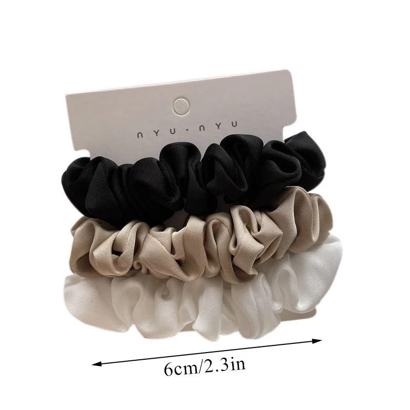 3Pcs/set Silk Satin Scrunchies Women Solid Color Hair Rope Elegant Ponytail Holder Rubber Band Elastic Hairband Hair Accessories
