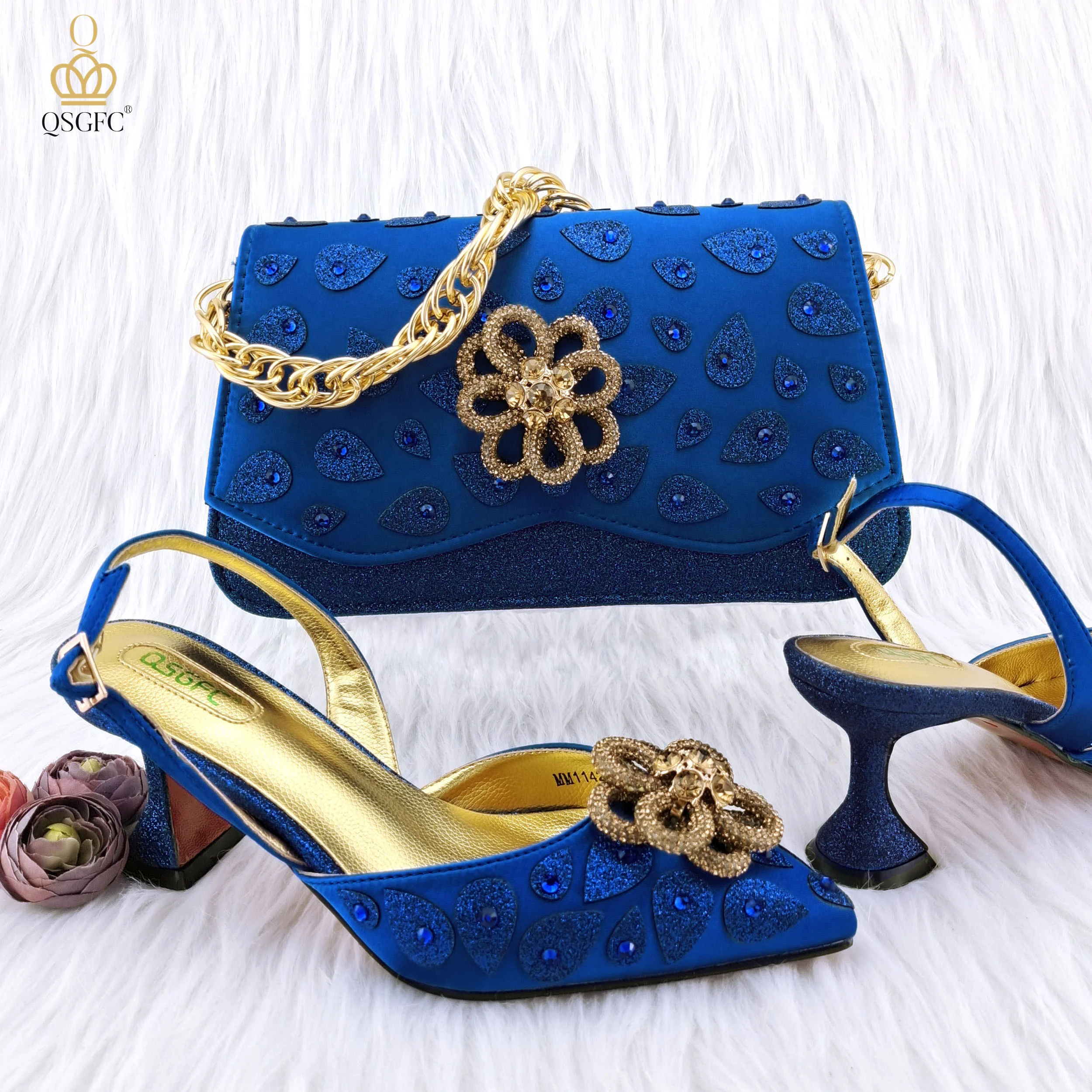 

QSGFC Classic Style African Fashion Mam Clutch With Same Style High Heels Suitable For Wedding Banquet And Commute Work