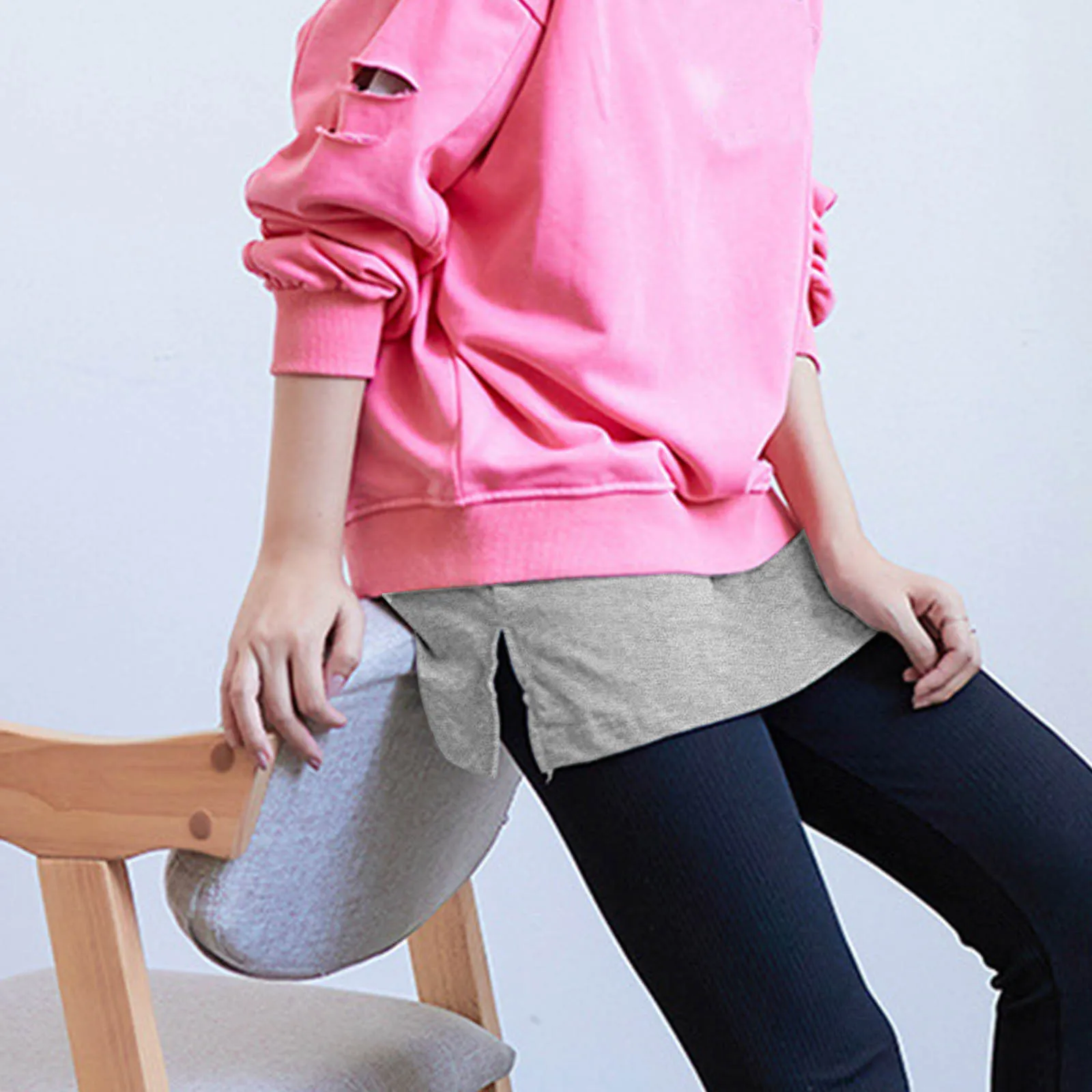 

Юбка, Весенняя юбка-рубашка, женский свитер с имитацией подола, повседневная юбка-свитшот в Корейском стиле, юбка-рубашка с имитацией Подола