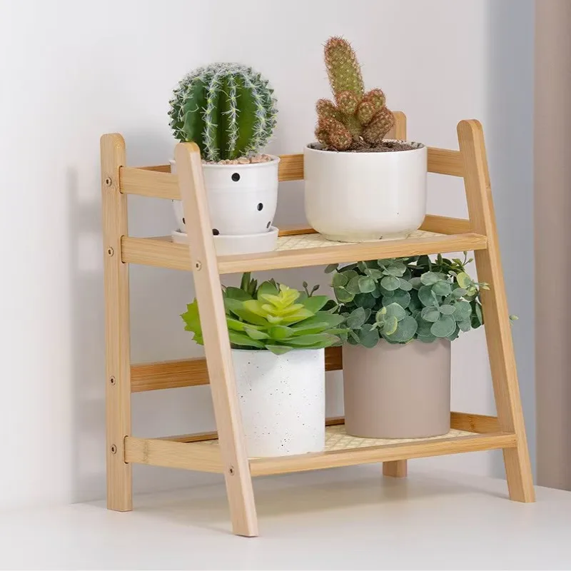Wooden Storage Shelf for Kitchen Rattan Desktop Organizer Display Rack Spice Rack for Countertop Makeup Organizer for vanity 4
