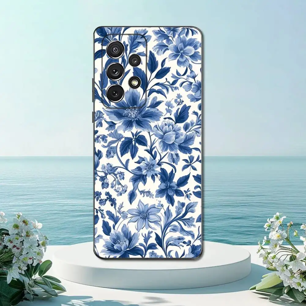 Elegant Blue and White Porcelain Art Phone Case | Soft Silicone Black Cover