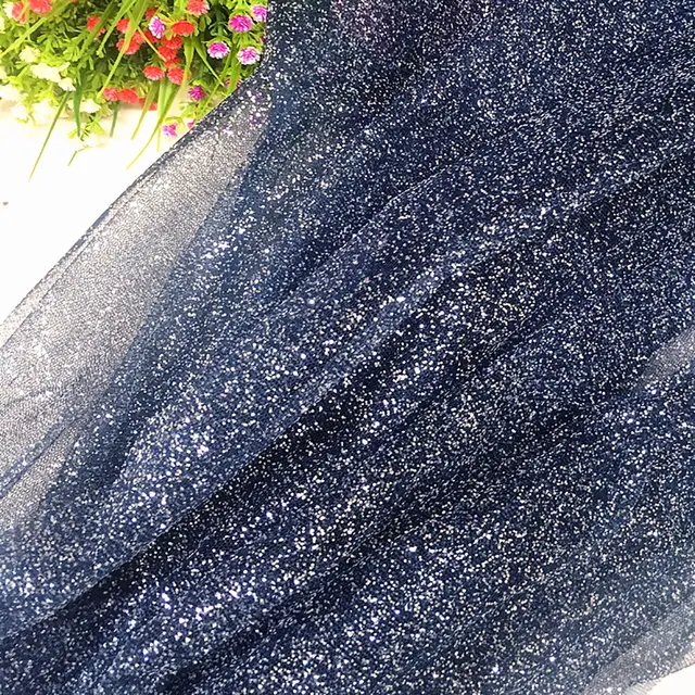 Shiny Glitter Sequin Soft Net Yarn Lace Sparkle Tulle Silver Mesh Fabric DIY Sewing Wedding Dress Veil Dance Tutu Decor Props 5