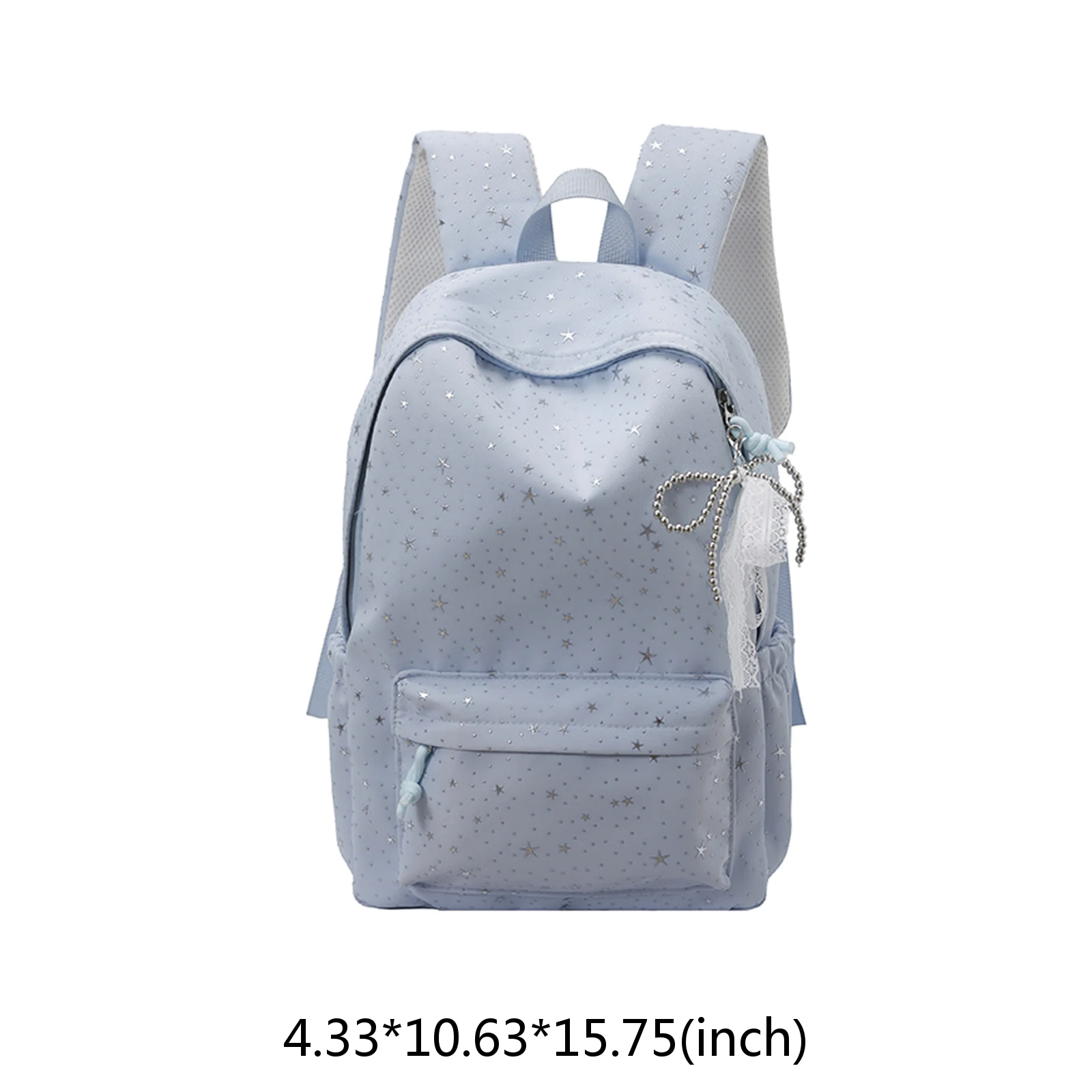 Women Star Canvas Backpack Multi-Pockets Bookbag with Bowknot Pendant Laptop Backpacks for Middle And High School Students 6