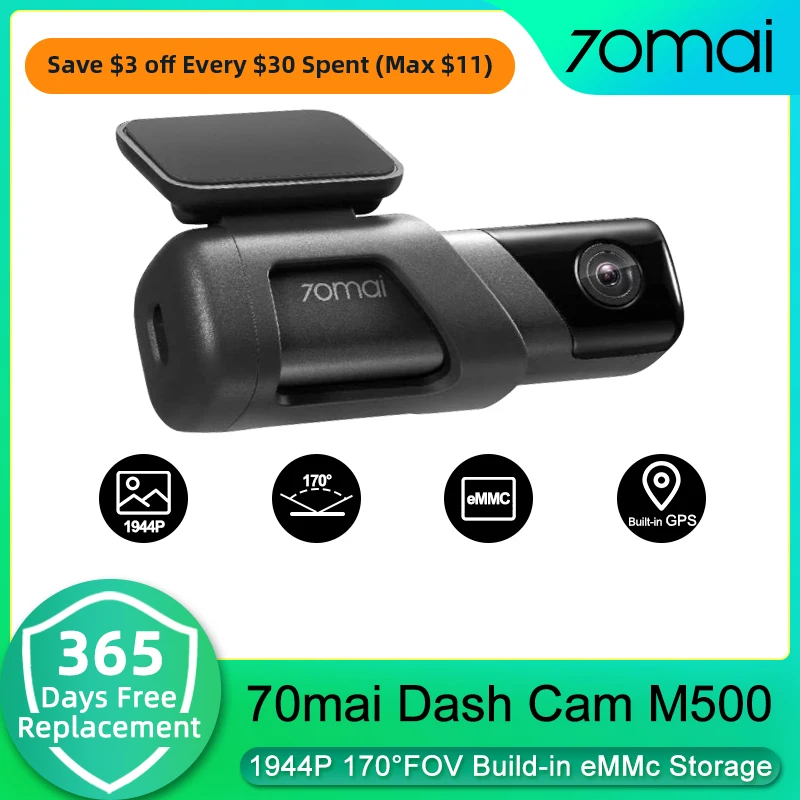 70mai Dash Cam M500 eMMC Storage 1944P Car DVR Voice Control 170°FOV 24H  Parking Monitoring ADAS Support Tire Pressure Sensor - AliExpress