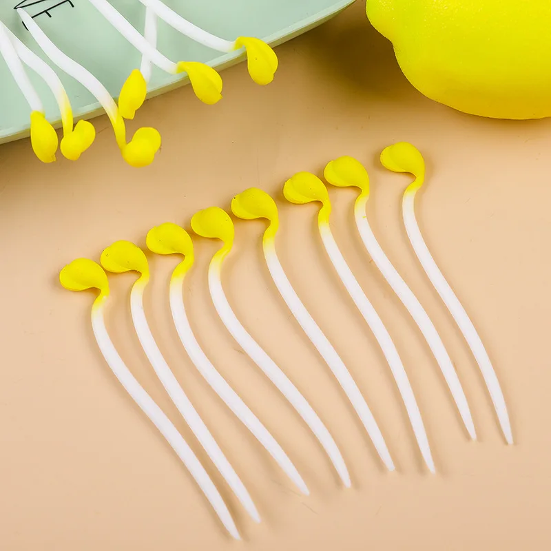 20pcs elastico antistress giocattolo interesse germogli di soia Stretch simulazione germogli di soia gialli puntelli di decompressione decorazioni da cucina