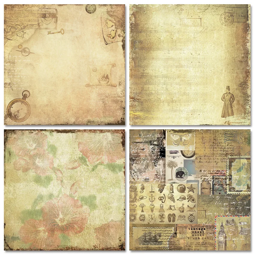 24Sheets/Set Vintage Flower Material Ppaper DIY Scrapbooking Journal Base Collage Photo Props Gift Wrapping Decoration Paper