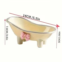 1Pc Cute Plastic Bathroom Soap Dish - Bowknot Design Soap Holder with Creative Drainage - Bathroom Accessories Tray 2