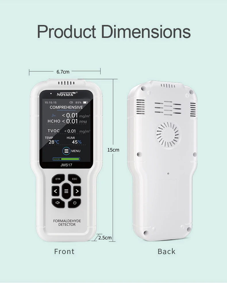 4in1 Gas Detector Multi Function Monitor JMS17 Air Quality Tester Analyzer HCHO