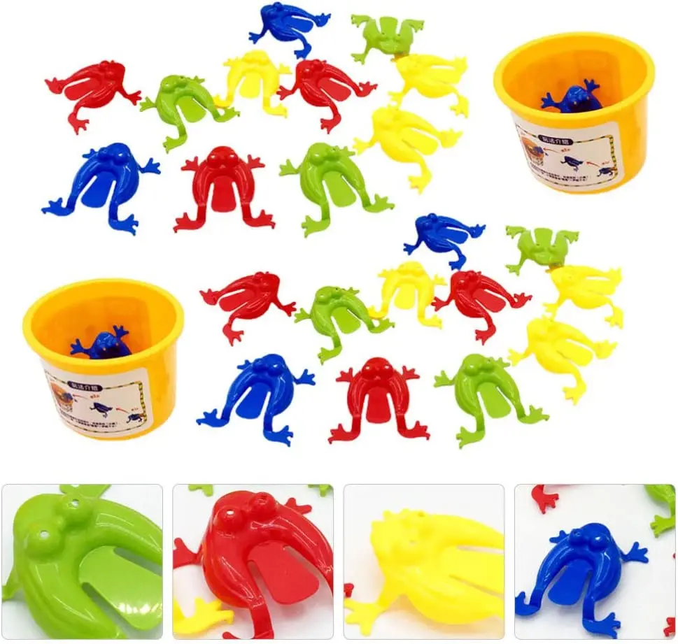 6/12/24 Jumping Frog Fidgeting Toys Mini Rainbow Plastic Jumping Frog Children Finger Training Toys Birthday Party Gift